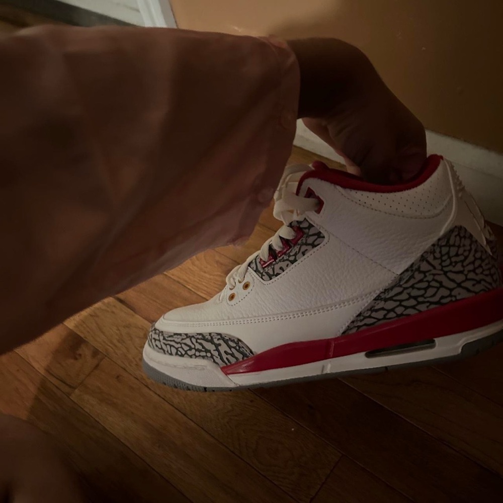 Jordan Kids' White and Red Retro Sneakers with Elephant Print